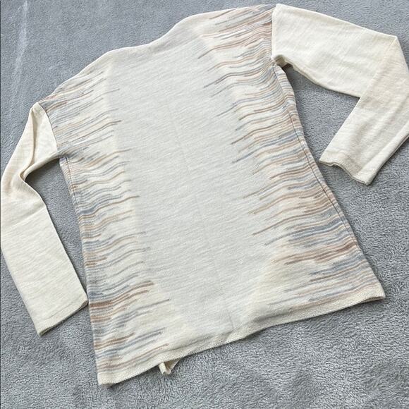 KUNA XS Baby Alpaca Cream and Tan Striped Women's Open Cardigan Sweater Luxury - Picture 9 of 10